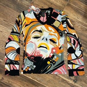 Hayes by Custo Barcelona Graphic Art Long Sleeve Top – Y2K / 2000s Pop Art NWT